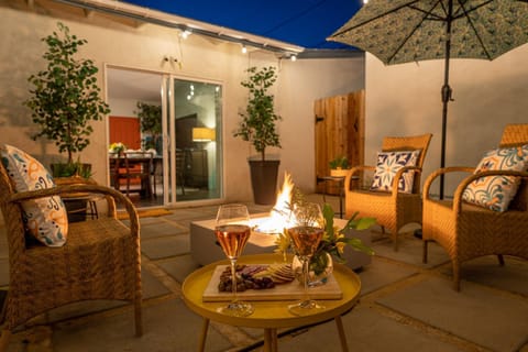 Patio, Night, Living room, Garden view