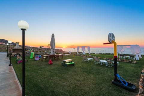 Natural landscape, Beach, Sea view, Sunset, sunbed