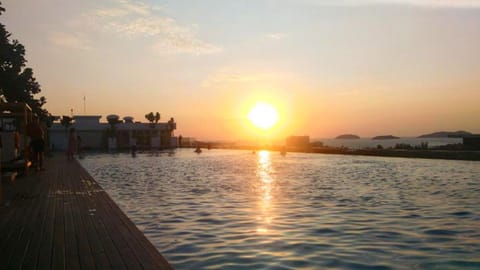 Pool view, Swimming pool, Swimming pool, Sunset