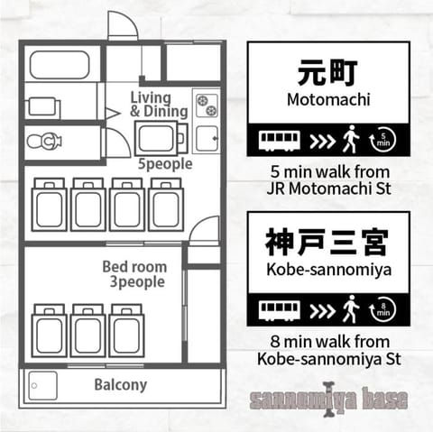 LN06 三宮中心8名まで宿泊可能! 交通至便! Sannomiya Base1 Apartment in Kobe