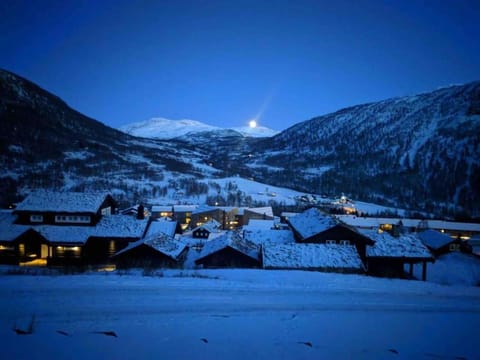 Night, Natural landscape, Winter, Mountain view