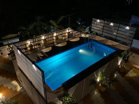 Night, Pool view, Swimming pool, Swimming pool