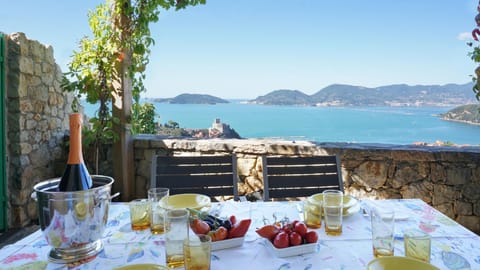 Natural landscape, View (from property/room), Balcony/Terrace, Dining area, Sea view