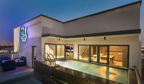 Night, Pool view, Swimming pool