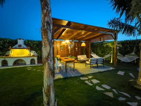 Night, Garden, Dining area, Garden view