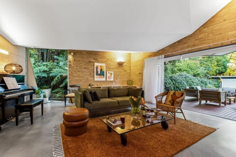 Living room, Seating area, Garden view