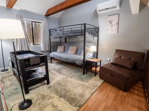 Bed, Photo of the whole room, Seating area, bunk bed, air conditioner