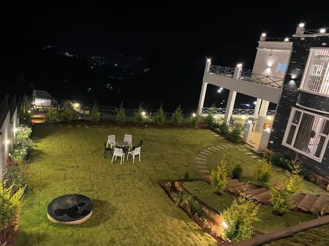 Property building, Night, Garden, Garden view