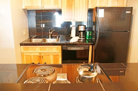 Kitchen or kitchenette, oven, stove