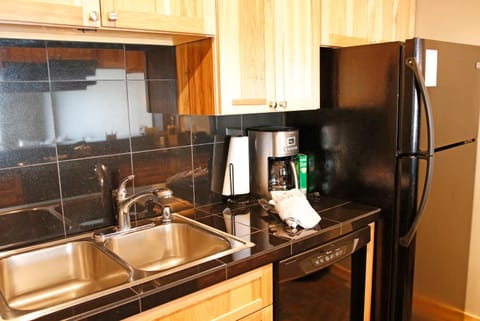 Kitchen or kitchenette, dishwasher, oven, stove