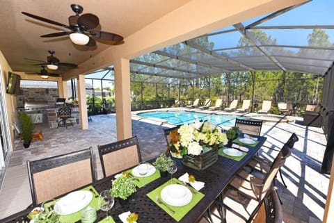 Patio, BBQ facilities, Dining area, Swimming pool