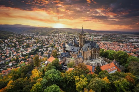 Nearby landmark, Bird's eye view, Landmark view, Sunset