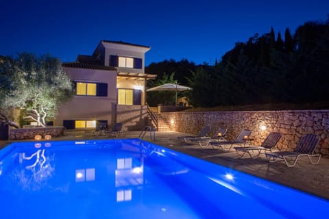 Property building, Night, Swimming pool