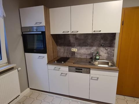 Kitchen or kitchenette, dishwasher, stove