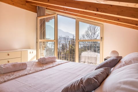 Bed, Natural landscape, Bedroom, Mountain view