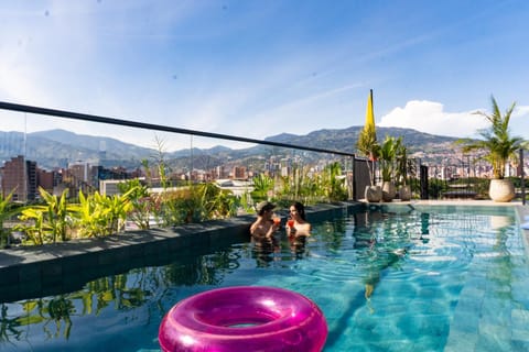 People, Mountain view, Pool view