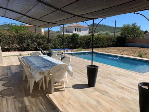 Patio, Dining area, Pool view, Swimming pool, sunbed