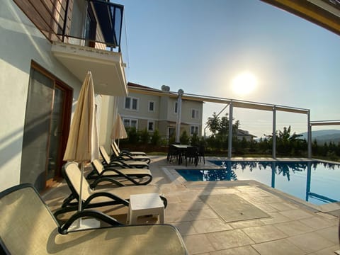 Patio, Natural landscape, Swimming pool, sunbed