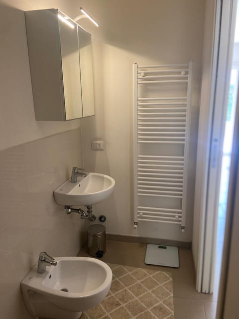 Bathroom, bidet, towels