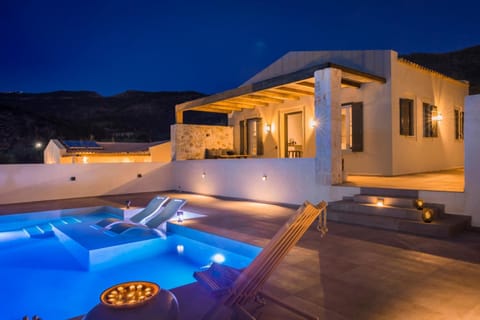 Property building, Patio, Night, Swimming pool