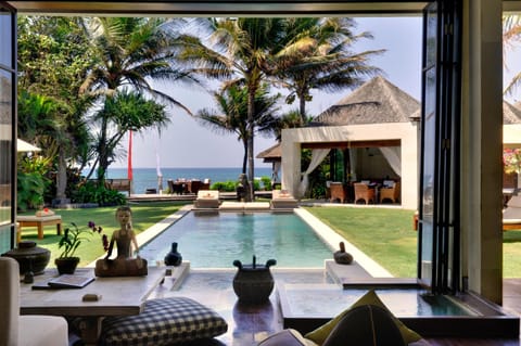 Living room, Pool view, Sea view, Swimming pool