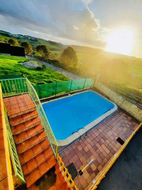 Natural landscape, Pool view, Swimming pool, Sunset