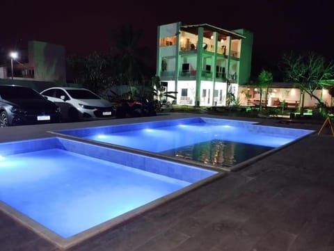 Property building, Night, Bird's eye view, Garden view, Swimming pool, Inner courtyard view