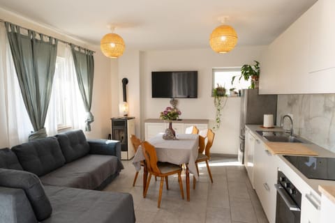 Communal lounge/ TV room, TV and multimedia, Kitchen or kitchenette, Living room, Seating area, Dining area, oven