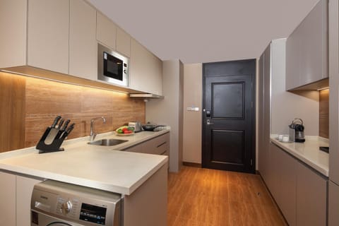 Kitchen or kitchenette, minibar