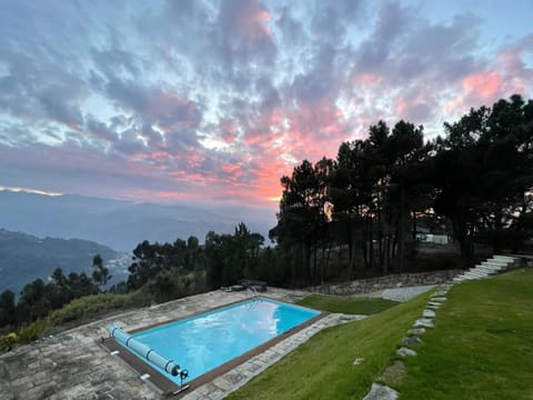 Natural landscape, Mountain view, Pool view, Swimming pool, Sunset, sunbed