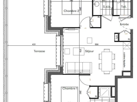 Appartement moderne 3 pièces avec terrasse et parking aux Saisies - 6 pers, 53 m² - 3 étoiles - FR-1-293-375 Apartment in Villard-sur-Doron