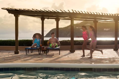 People, Swimming pool, Sunset, children, group of guests, Family