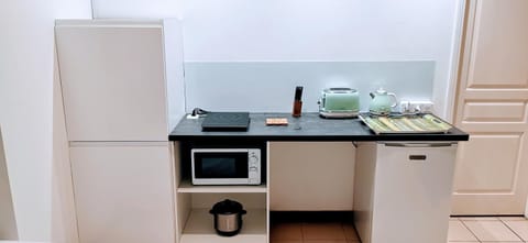 Kitchen or kitchenette, minibar, stove, toaster