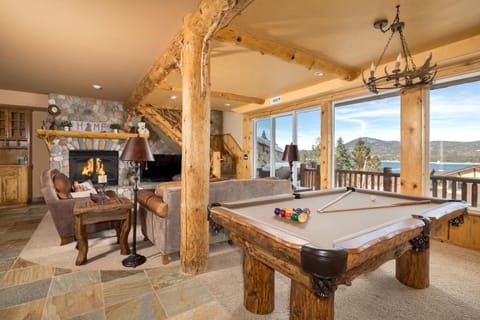 Big Bear Village View Haus is a large pet and kid friendly chalet with hot tub located a short walk to village House in Big Bear