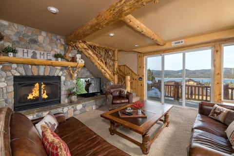Big Bear Village View Haus is a large pet and kid friendly chalet with hot tub located a short walk to village House in Big Bear