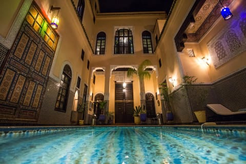 Patio, Night, Pool view, Swimming pool