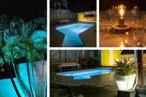 Night, Pool view, Swimming pool