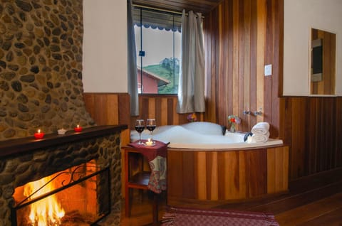 Bath, fireplace