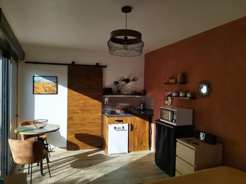 Kitchen or kitchenette, Dining area, minibar, stove, toaster