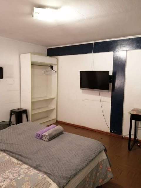 Bed, TV and multimedia, Bedroom, towels, wardrobe