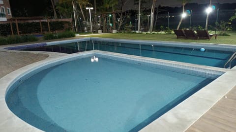 Night, Pool view, Swimming pool