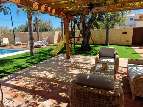 Patio, Garden, Seating area, Swimming pool