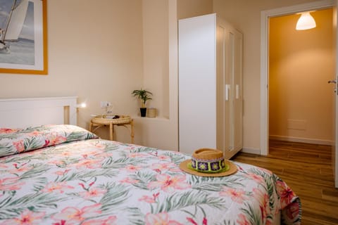 Bed, wardrobe