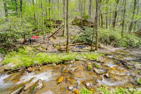 31 Mi to Skiing: Creekside Cabin w/ Fireplace! House in Qualla