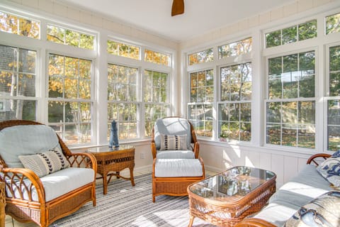 Furnished Sunroom & Deck Dining: Cape Cod Escape House in East Falmouth