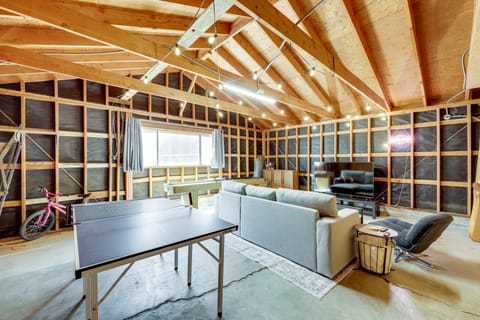 Game Room + Deck: Wooded Big Bear Lake Retreat House in Big Bear