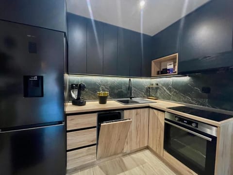 Premium Apartment | Private kitchen | Fridge, microwave, oven, stovetop