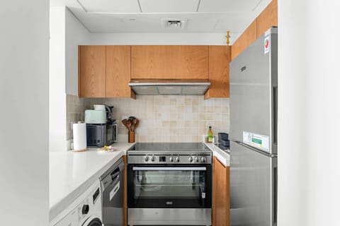 Premium Apartment | Private kitchen | Full-size fridge, microwave, oven, stovetop