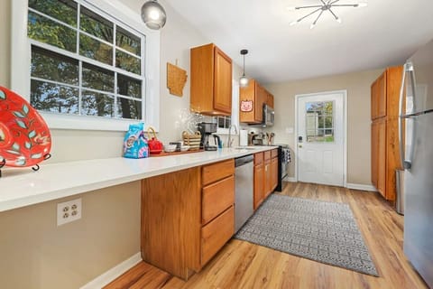 The kitchen is fully equipped to whip up your favorite meal or a good cup of coffee!