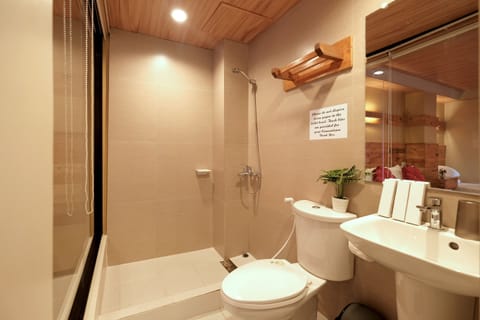 Elite Double Room | Bathroom | Shower, rainfall showerhead, hair dryer, bidet